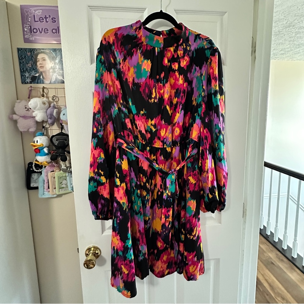 SHEIN Colorful Abstract Long Sleeve Dress